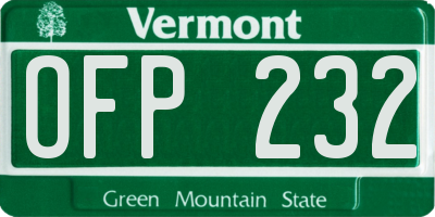 VT license plate OFP232