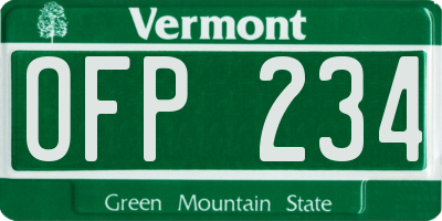 VT license plate OFP234