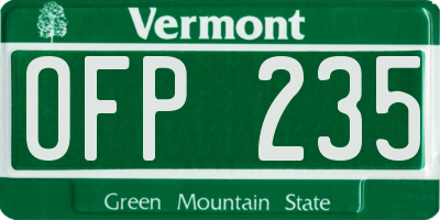 VT license plate OFP235