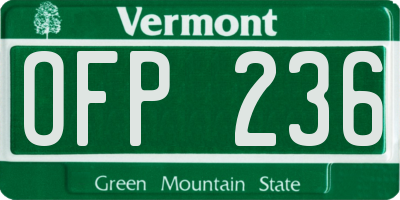 VT license plate OFP236