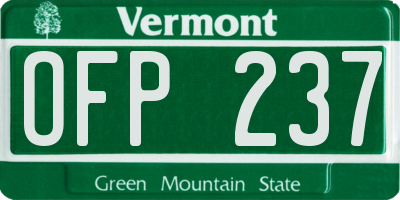 VT license plate OFP237