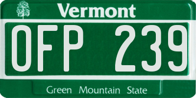 VT license plate OFP239