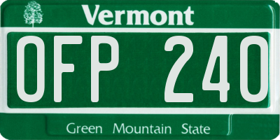 VT license plate OFP240