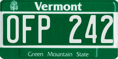 VT license plate OFP242
