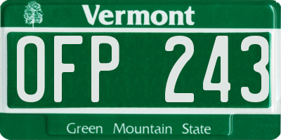 VT license plate OFP243