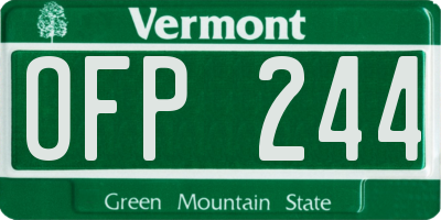 VT license plate OFP244