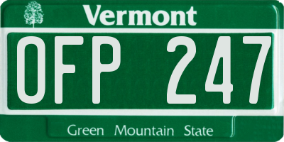 VT license plate OFP247