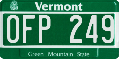VT license plate OFP249