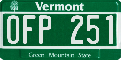 VT license plate OFP251