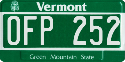 VT license plate OFP252