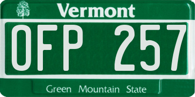 VT license plate OFP257