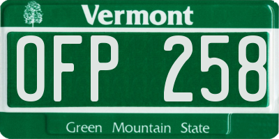 VT license plate OFP258