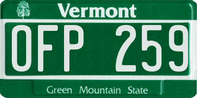 VT license plate OFP259