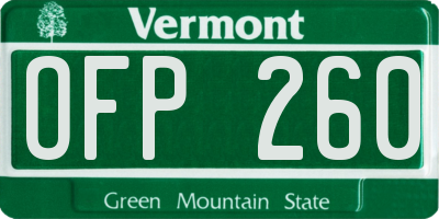 VT license plate OFP260