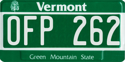 VT license plate OFP262