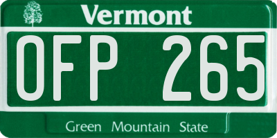VT license plate OFP265