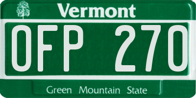 VT license plate OFP270