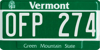 VT license plate OFP274