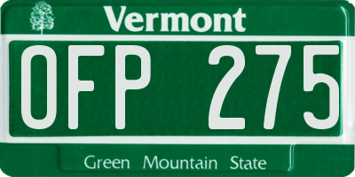 VT license plate OFP275