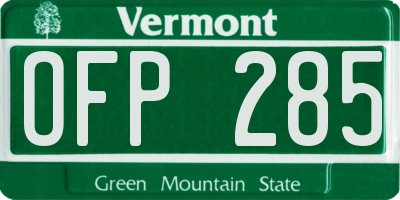 VT license plate OFP285