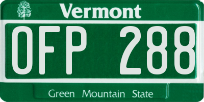 VT license plate OFP288