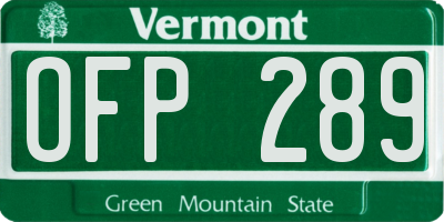 VT license plate OFP289