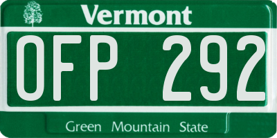 VT license plate OFP292