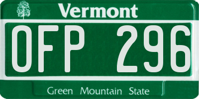 VT license plate OFP296