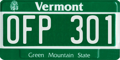 VT license plate OFP301