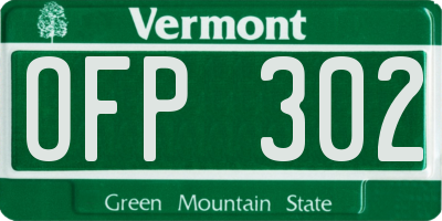 VT license plate OFP302