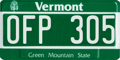 VT license plate OFP305