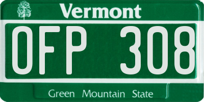 VT license plate OFP308