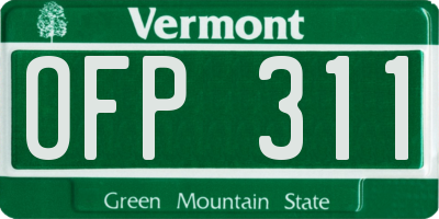 VT license plate OFP311