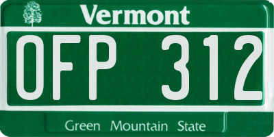 VT license plate OFP312