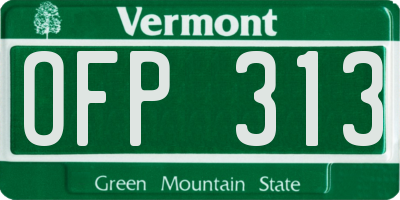 VT license plate OFP313