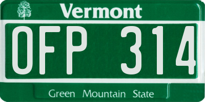 VT license plate OFP314