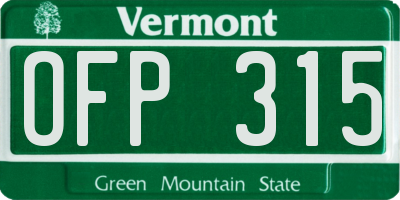 VT license plate OFP315