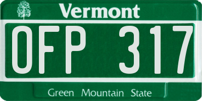 VT license plate OFP317