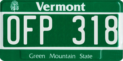 VT license plate OFP318