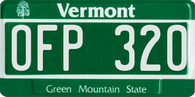 VT license plate OFP320