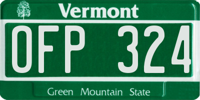 VT license plate OFP324