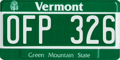 VT license plate OFP326