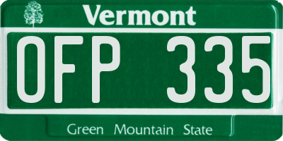 VT license plate OFP335
