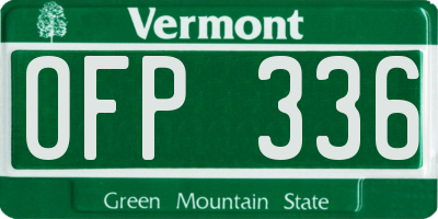 VT license plate OFP336