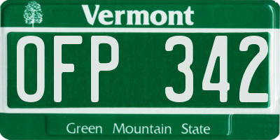 VT license plate OFP342