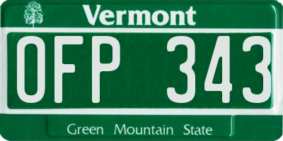 VT license plate OFP343