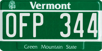 VT license plate OFP344