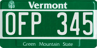 VT license plate OFP345