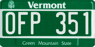 VT license plate OFP351