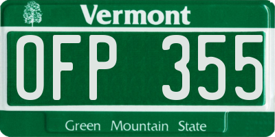VT license plate OFP355